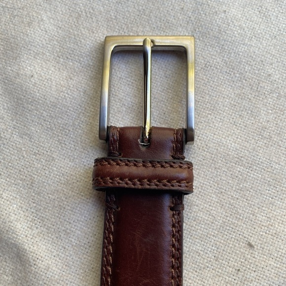 BROWN GENUINE LEATHER BELT CASUAL DRESS MEN'S ADJUSTABLE 39’ CLASSIC MINIMALIST - Picture 3 of 8